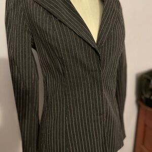 Bisou Bisou Dark Gray Pinstripe Blazer Professional Work Jacket Size S